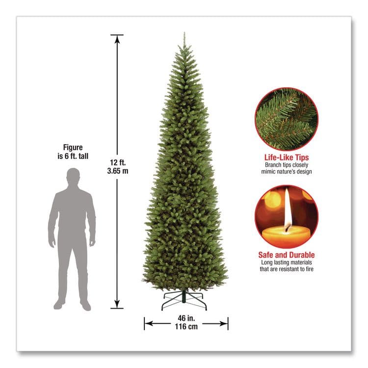 NATIONAL TREE COMPANY Kingswood Fir Pencil Tree, 46" x 46" x 144", Green Tree, Green Tree Stand (NTTKW7500120) thumbnail 3