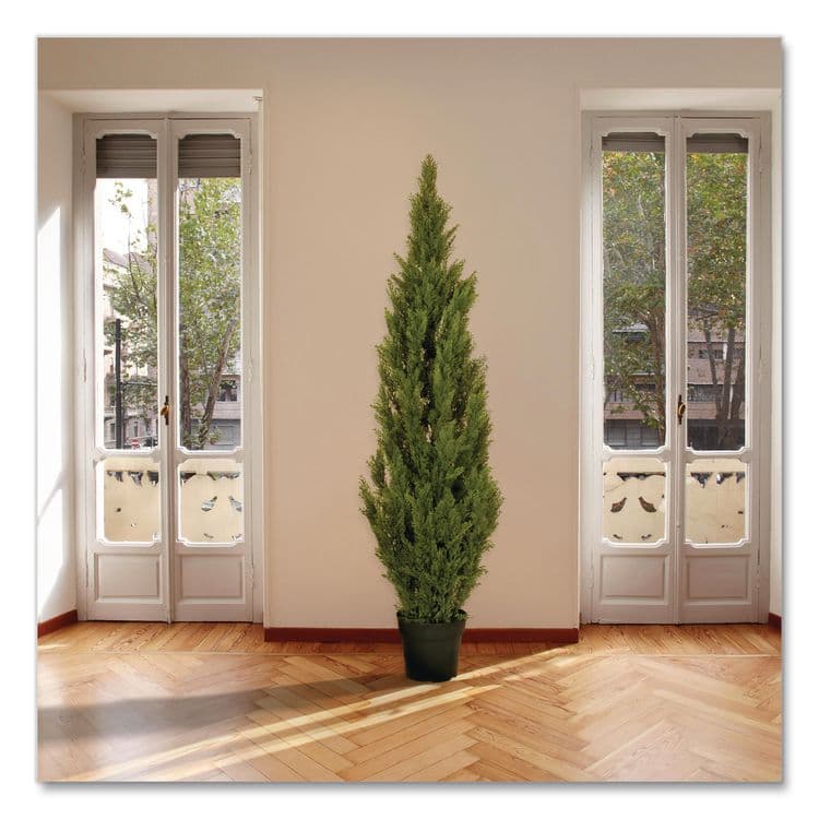 NATIONAL TREE COMPANY Artificial Arborvitae, 13" x 13" x 60", Green Tree, Green Pot (NTTLMC4700601) thumbnail 2