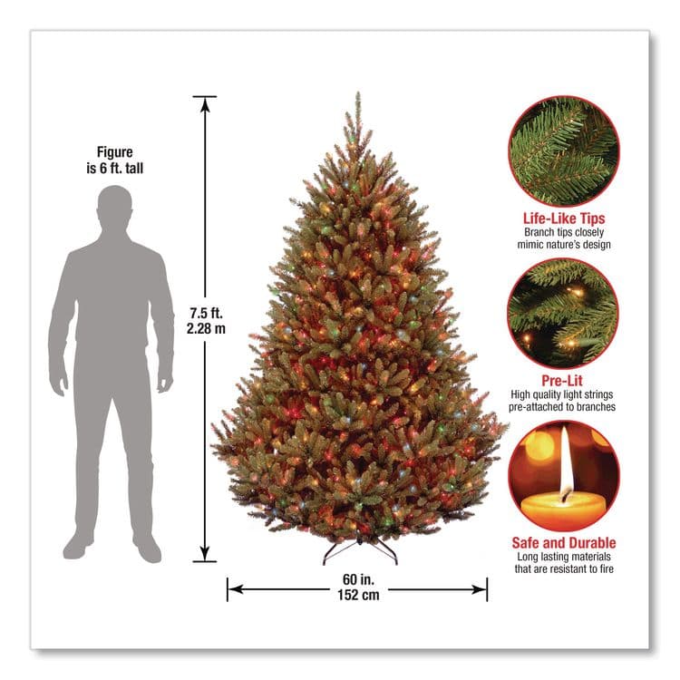 NATIONAL TREE COMPANY Pre-Lit Natural Fraser Fir Tree, 60" x 60" x 90", Green Tree, Green Tree Stand (NTTNAFFMH175RLO) thumbnail 3
