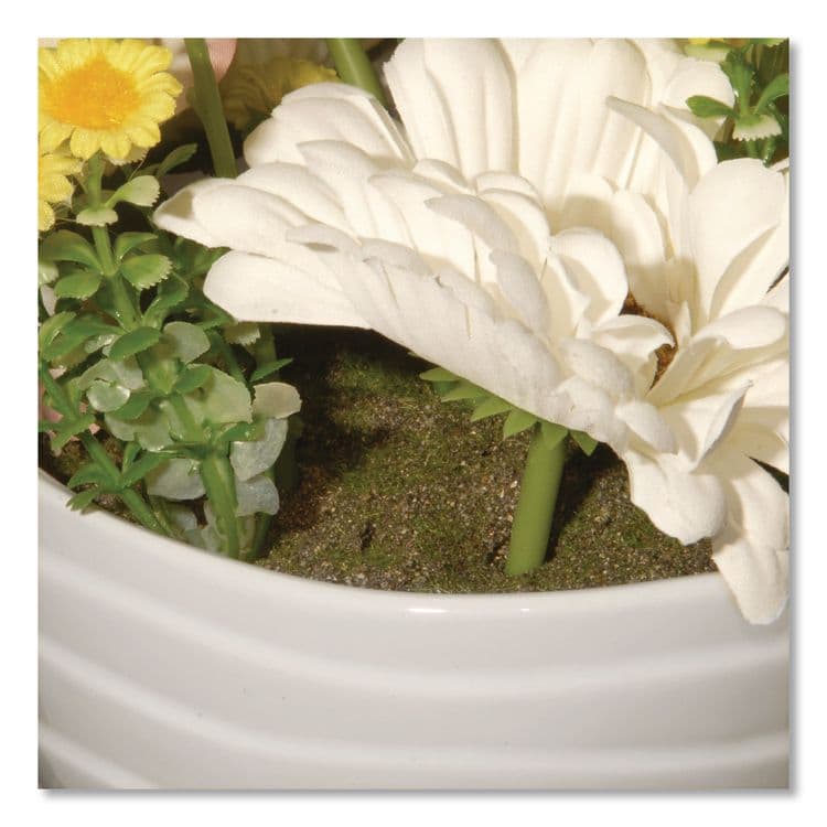 NATIONAL TREE COMPANY Spring White Daises and Roses Flowerpot, 9" x 9" x 17", White Flowers, White Pot (NTTNF365521) thumbnail 4