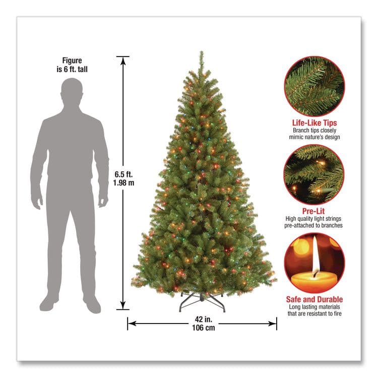 NATIONAL TREE COMPANY Pre-Lit North Valley Spruce Tree, 42" x 42" x 78", Green Tree, Green Tree Stand (NTTNRV730165) thumbnail 3