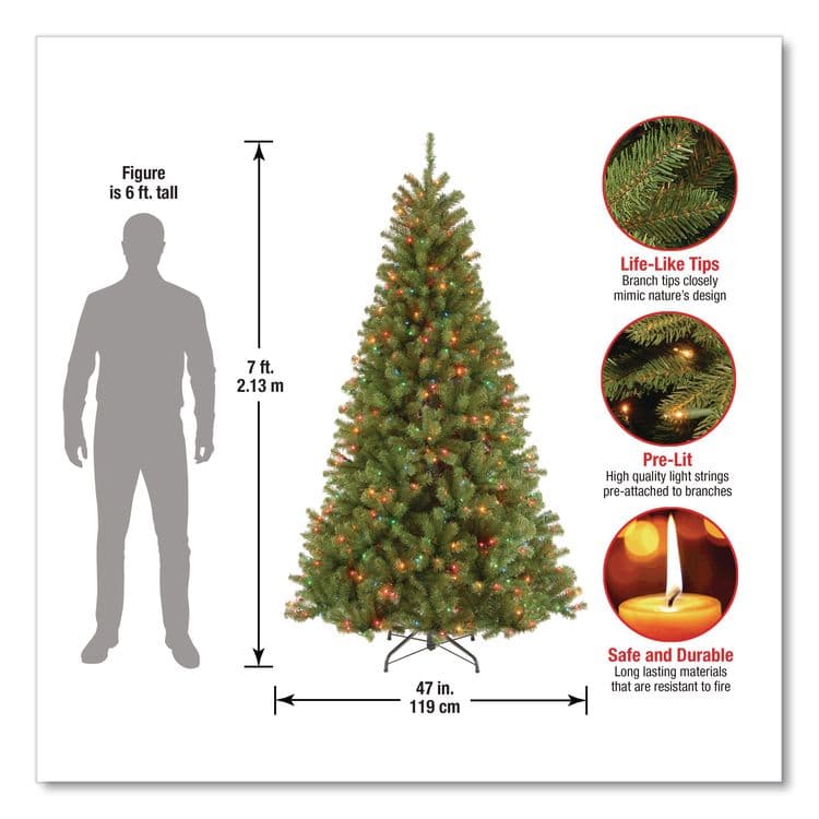 NATIONAL TREE COMPANY Pre-Lit North Valley Spruce Tree, 47" x 47" x 84", Green Tree, Green Tree Stand (NTTNRV730170) thumbnail 4