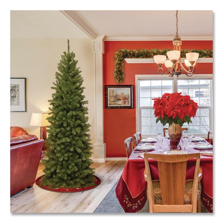 NATIONAL TREE COMPANY North Valley Spruce Pencil Slim Tree, 32" x 32" x 90", Green Tree, Green Tree Stand (NTTNRV750575) thumbnail 2