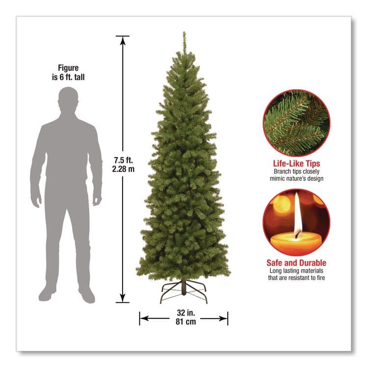 NATIONAL TREE COMPANY North Valley Spruce Pencil Slim Tree, 32" x 32" x 90", Green Tree, Green Tree Stand (NTTNRV750575) thumbnail 4