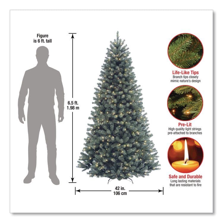 NATIONAL TREE COMPANY Pre-Lit North Valley Spruce Blue Tree, 42" x 42" x 78", Blue Tree, Green Tree Stand (NTTNRVB730665) thumbnail 3
