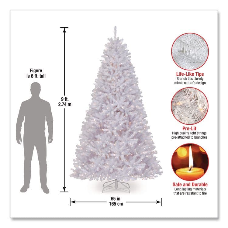 NATIONAL TREE COMPANY Pre-Lit North Valley Spruce White Tree, 65" x 65" x 108", White Tree, White Tree Stand (NTTNRVW730290) thumbnail 4