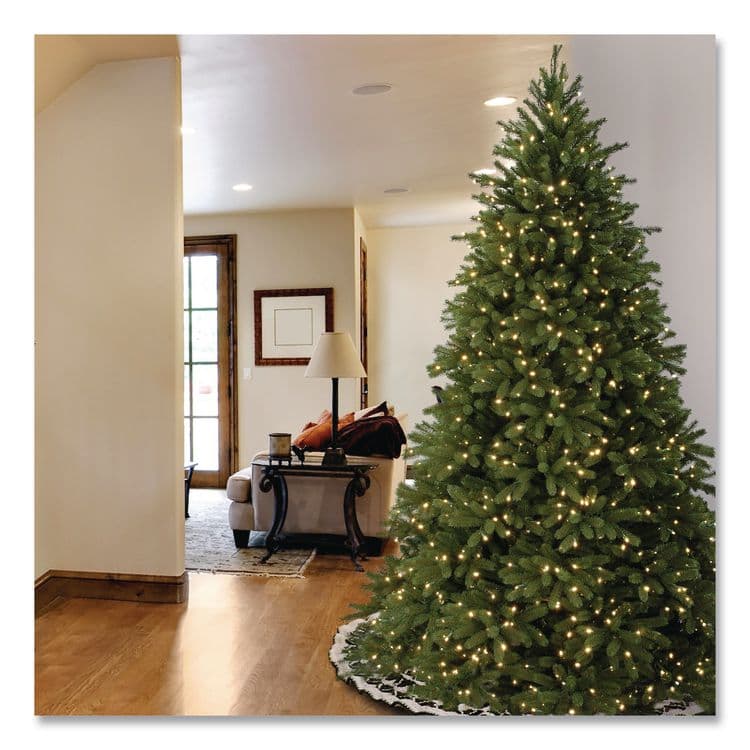 NATIONAL TREE COMPANY Pre-Lit Grande Fir Pencil Slim Tree, 78" x 78" x 108", Green Tree, Green Tree Stand (NTTPEJF130090) thumbnail 2
