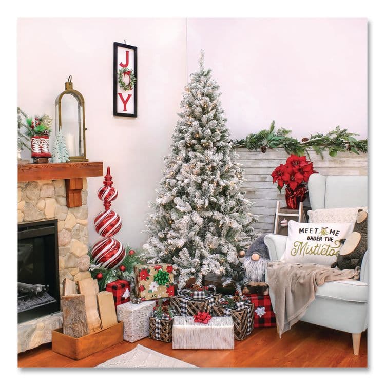 NATIONAL TREE COMPANY Pre-Lit Snowy Mixed Pine Tree, 44" x 44" x 78", Green Tree, Green Tree Stand (NTTPEMX230265F) thumbnail 2