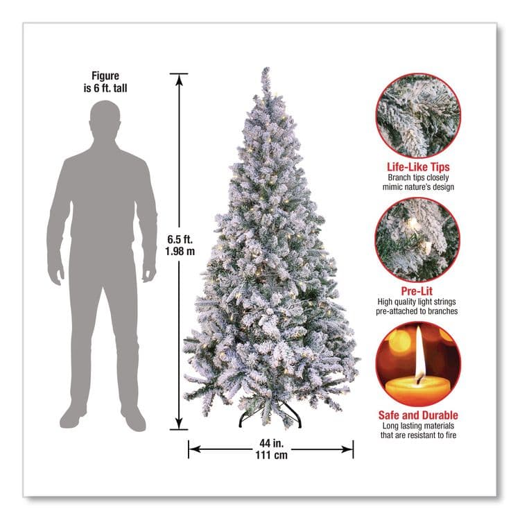 NATIONAL TREE COMPANY Pre-Lit Snowy Mixed Pine Tree, 44" x 44" x 78", Green Tree, Green Tree Stand (NTTPEMX230265F) thumbnail 4