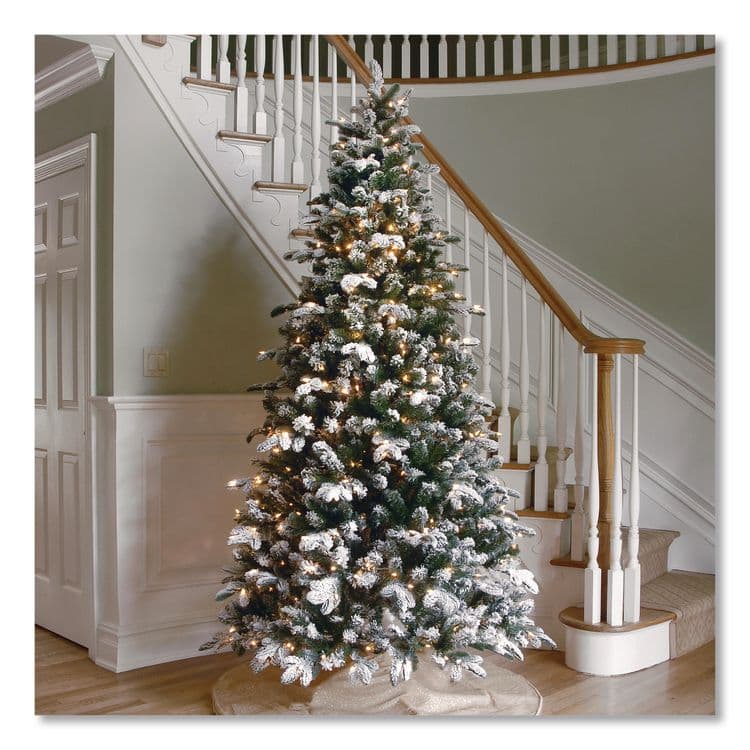 NATIONAL TREE COMPANY Pre-Lit Snowy Everest Fir, 64" x 64" x 108", Green Tree, Green Tree Stand (NTTPEV331190) thumbnail 2