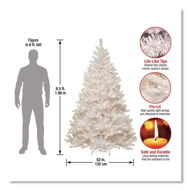 NATIONAL TREE COMPANY Pre-Lit Winchester Pine Tree, 52" x 52" x 78", White Tree, White Tree Stand (NTTWCHW730065) thumbnail 3