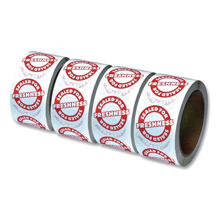 ICONEX Tamper Seal Label, 2" dia, Red/White, 500/Roll, 4 Rolls/Carton (ICX90232498)