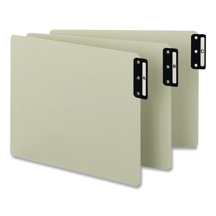 SMEAD MANUFACTURING CO. 100% Recycled End Tab Pressboard Guides with Metal Tabs, 1/3-Cut End Tab, Blank, 8.5 x 14, Green, 50/Box (SMD63235) thumbnail 2