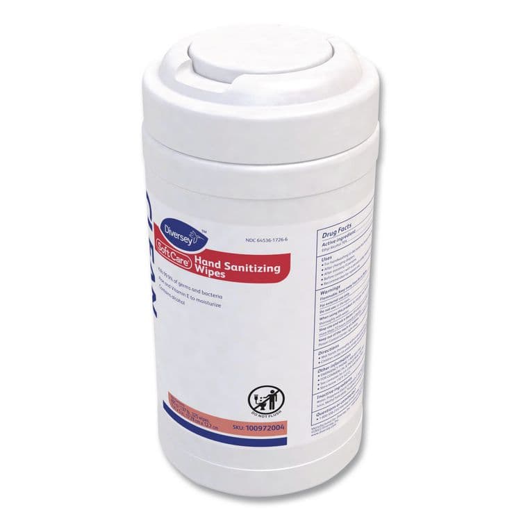 DIVERSEY Soft Care Hand Sanitizing Wipe, Wintergreen, 7 x 5, White, 325 Wipes/Canister, 6/Carton (DVO100972004) thumbnail 3