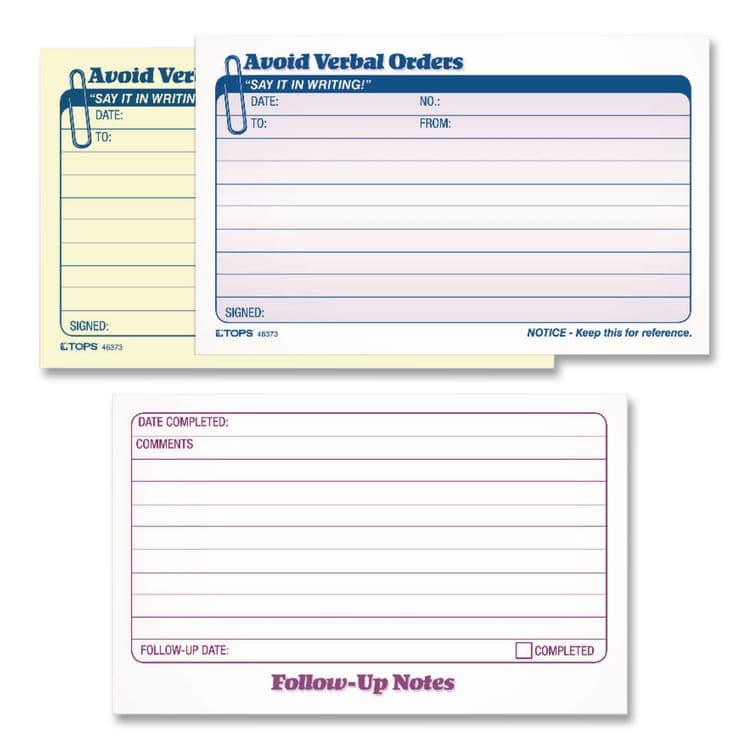 TOPS BUSINESS FORMS Avoid Verbal Orders Manifold Book, Two-Part Carbonless, 6.25 x 4.25, 50 Forms Total (TOP46373) thumbnail 4