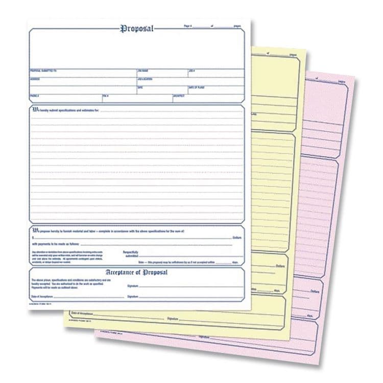 CARDINAL BRANDS . Contractor Proposal Form, Three-Part Carbonless, 8.5 x 11.44, 50 Forms Total (ABFNC3819) thumbnail 2