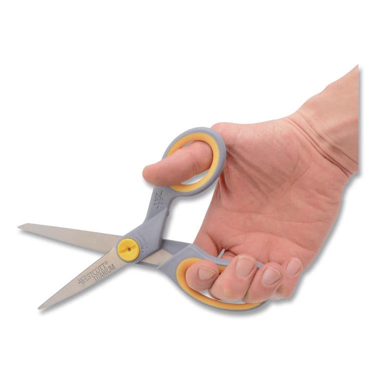 ACME UNITED CORPORATION Titanium Bonded Scissors, 8" Long, 3.5" Cut Length, Straight Gray/Yellow Handle (ACM13529) thumbnail 3