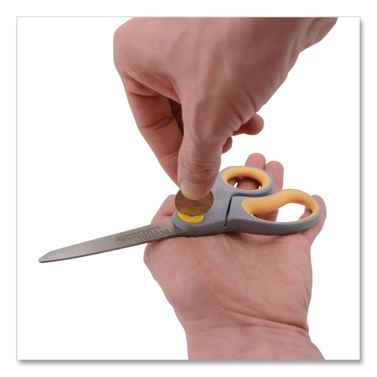 ACME UNITED CORPORATION Titanium Bonded Scissors, 8" Long, 3.5" Cut Length, Straight Gray/Yellow Handle (ACM13529) thumbnail 4