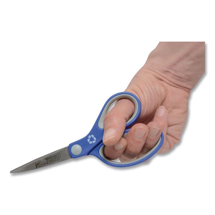 ACME UNITED CORPORATION KleenEarth Soft Handle Scissors, 7" Long, 2.25" Cut Length, Straight Blue/Gray Handle (ACM15553) thumbnail 3