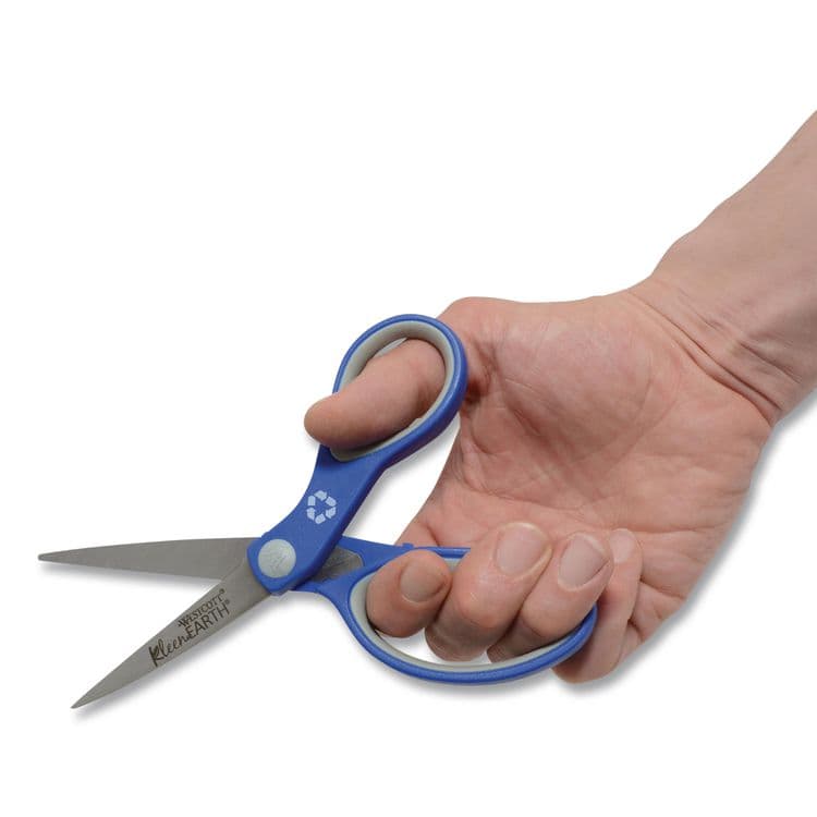 ACME UNITED CORPORATION KleenEarth Soft Handle Scissors, 7" Long, 2.25" Cut Length, Straight Blue/Gray Handle (ACM15553) thumbnail 4
