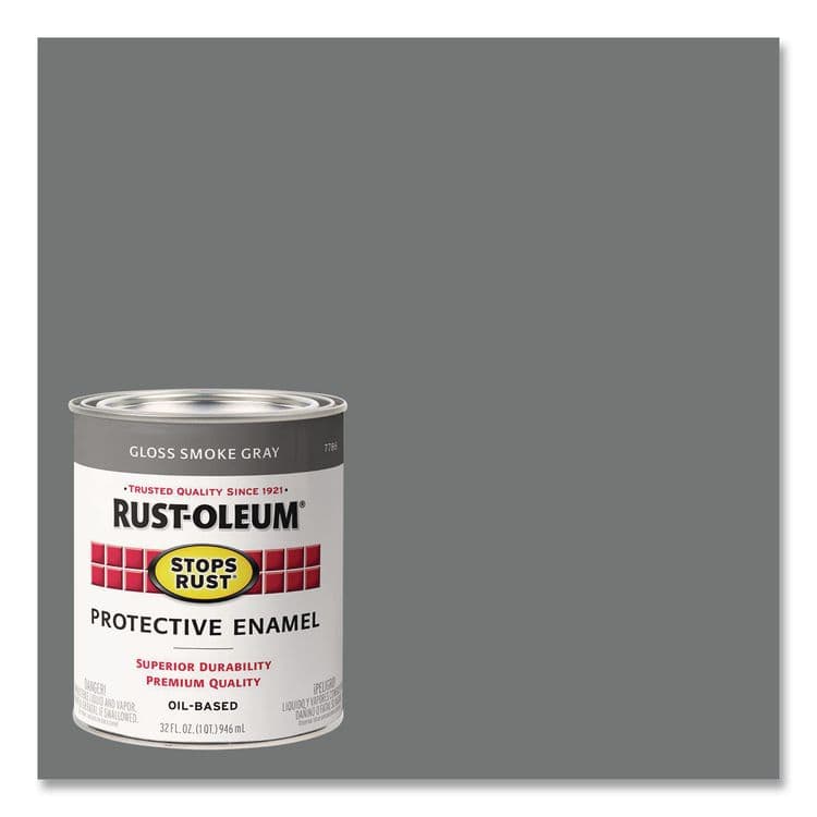 RUST-OLEUM CORPORATION Stops Rust Brush-On Protective Enamel Paint, Gloss Smoke Gray, 1 qt Can, 2/Carton (RST7786502) thumbnail 3