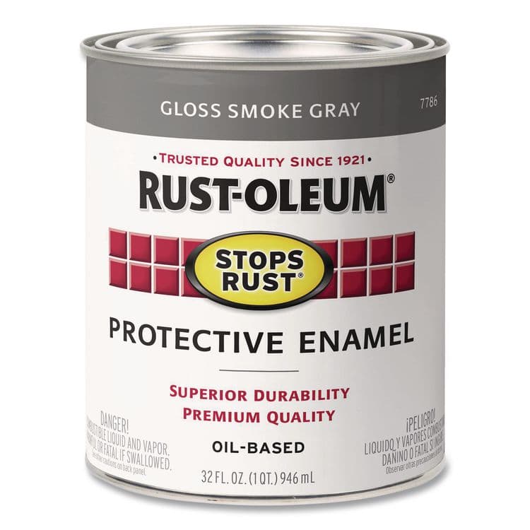 RUST-OLEUM CORPORATION Stops Rust Brush-On Protective Enamel Paint, Gloss Smoke Gray, 1 qt Can, 2/Carton (RST7786502)