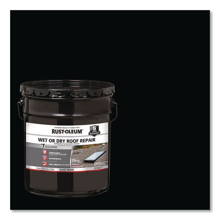 RUST-OLEUM CORPORATION Wet or Dry Black Plastic Cement Roofing Repair Adhesive, Black, 5 gal Bucket (RST301990) thumbnail 3