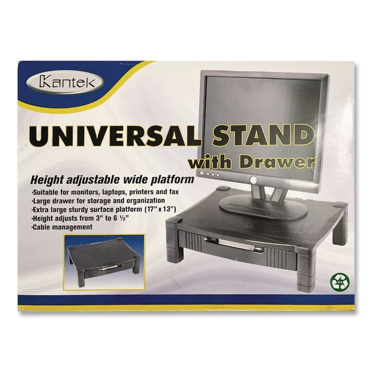 KANTEK . Monitor Stand with Drawer, 17" x 13.25" x 3" to 6.5", Black, Supports 50 lbs (KTKMS420) thumbnail 3