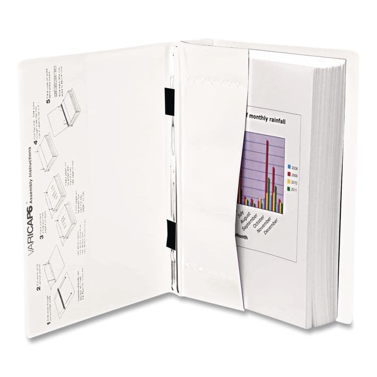 CHARLES LEONARD, VariCap Expandable Binder, 2 Posts, 6" Capacity, 11 x 8.5, White (LEO61605) thumbnail 4