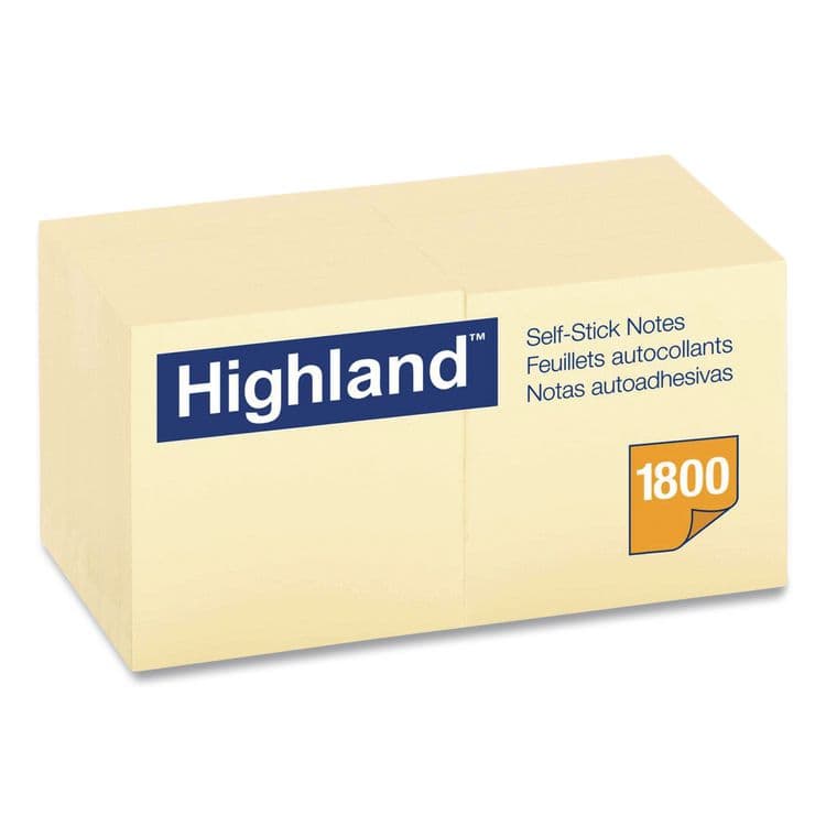 3M/COMMERCIAL TAPE DIV. Self-Stick Notes, 3" x 3", Yellow, 100 Sheets/Pad, 18 Pads/Pack (MMM654918PK) thumbnail 2
