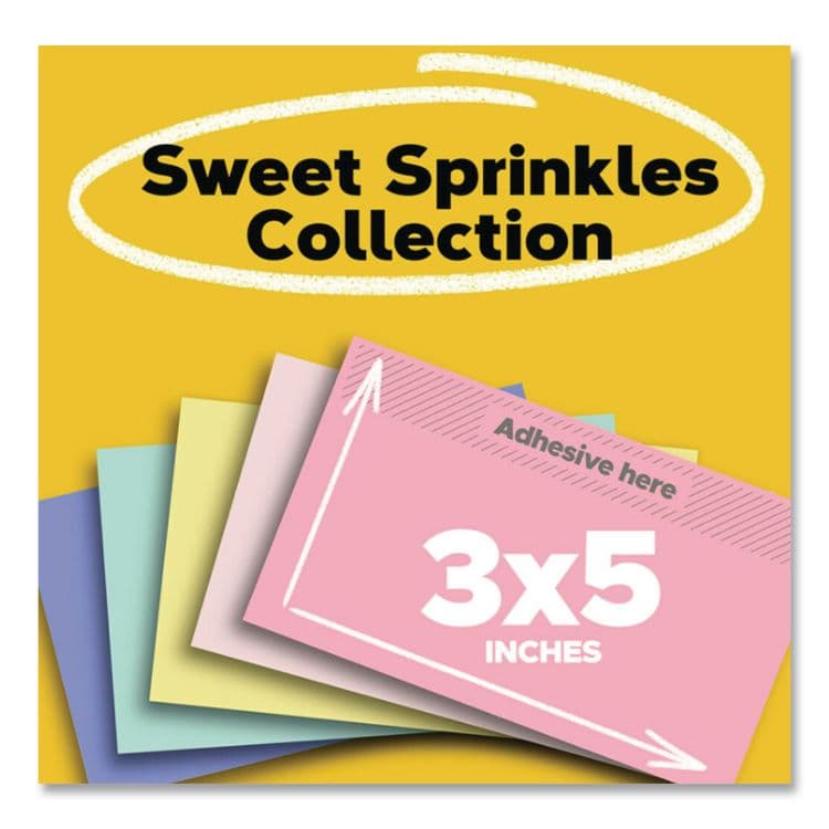 3M/COMMERCIAL TAPE DIV. Original Recycled Note Pads, 3" x 5", Sweet Sprinkles Collection Colors, 100 Sheets/Pad, 5 Pads/Pack (MMM655RPA) thumbnail 4