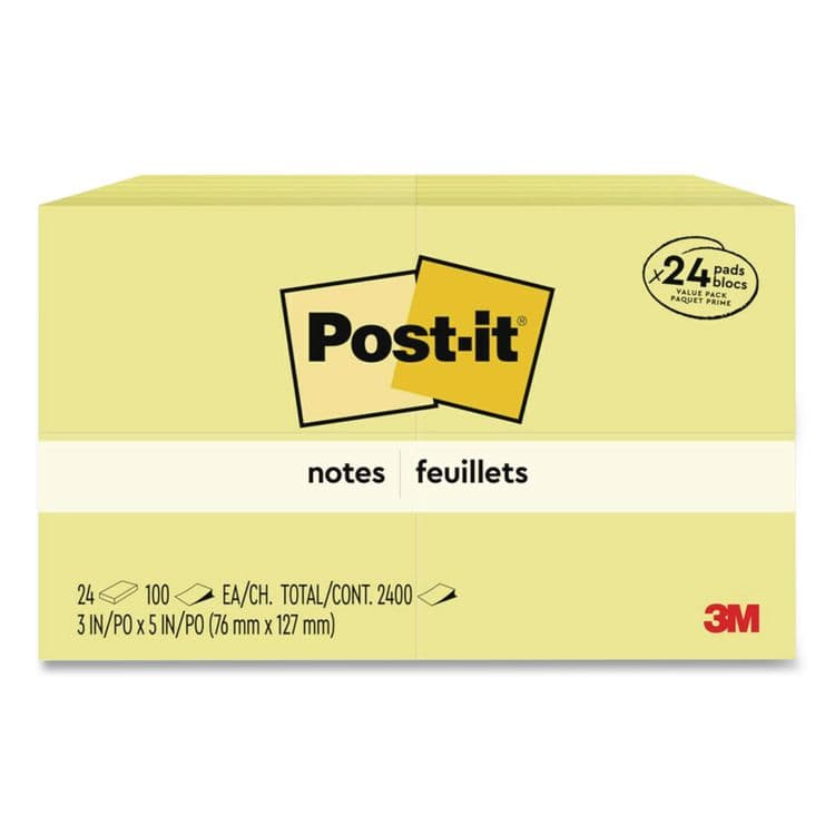 3M/COMMERCIAL TAPE DIV. Original Pads in Canary Yellow, Value Pack, 3" x 5", 100 Sheets/Pad, 24 Pads/Pack (MMM65524VAD) thumbnail 2