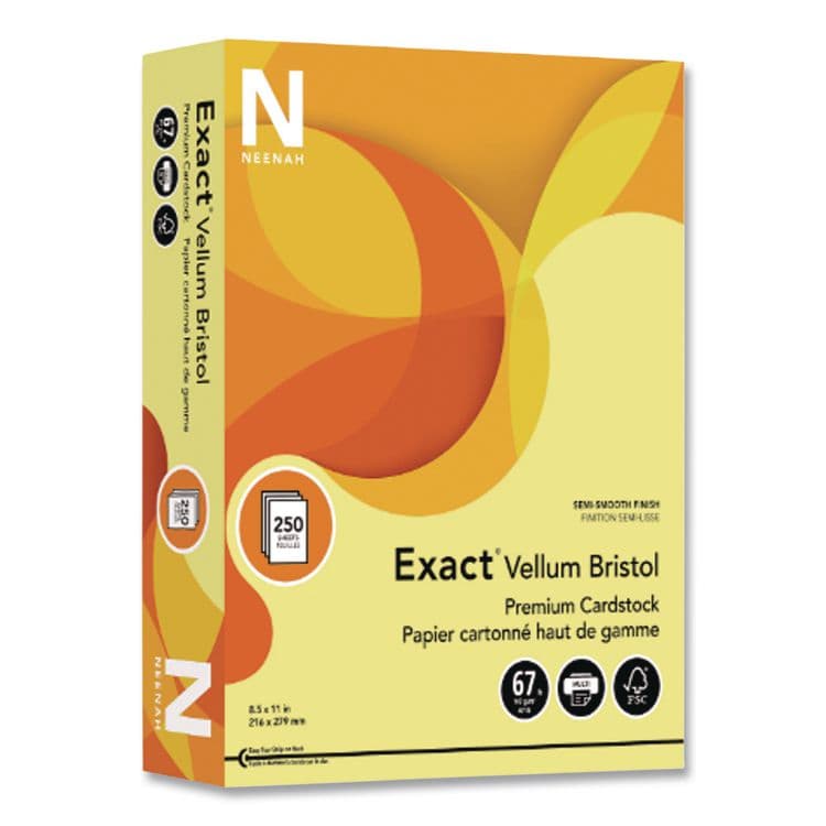 NEENAH PAPER Exact Vellum Bristol Cover Stock, 67 lb Bristol Weight, 8.5 x 11, Ivory, 250/Pack (NEE8136882368)