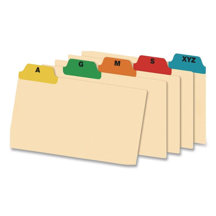 TOPS BUSINESS FORMS Manila Index Card Guides with Laminated Tabs, 1/5-Cut Top Tab, A to Z, 5 x 8, Manila, 25/Set (OXF05827) thumbnail 3