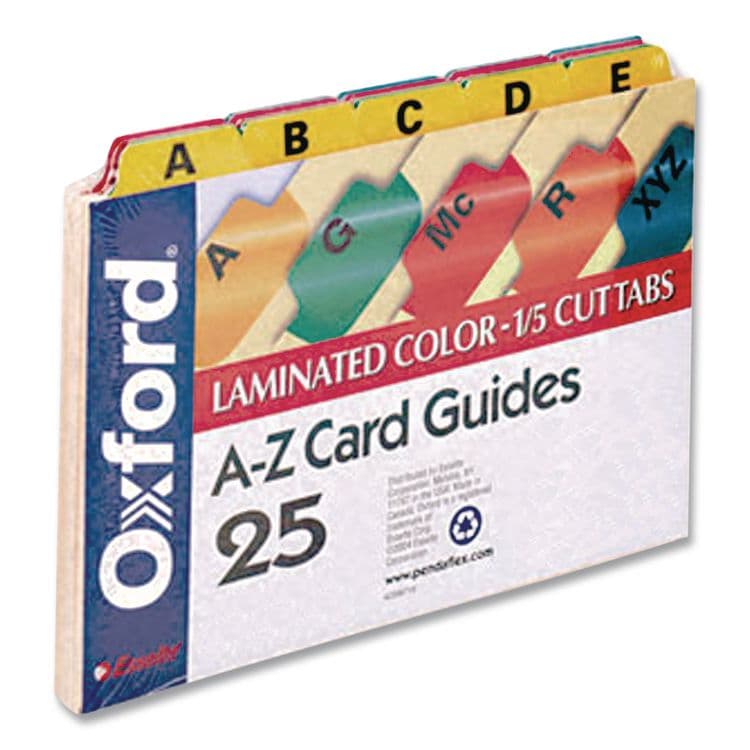 TOPS BUSINESS FORMS Manila Index Card Guides with Laminated Tabs, 1/5-Cut Top Tab, A to Z, 5 x 8, Manila, 25/Set (OXF05827) thumbnail 2