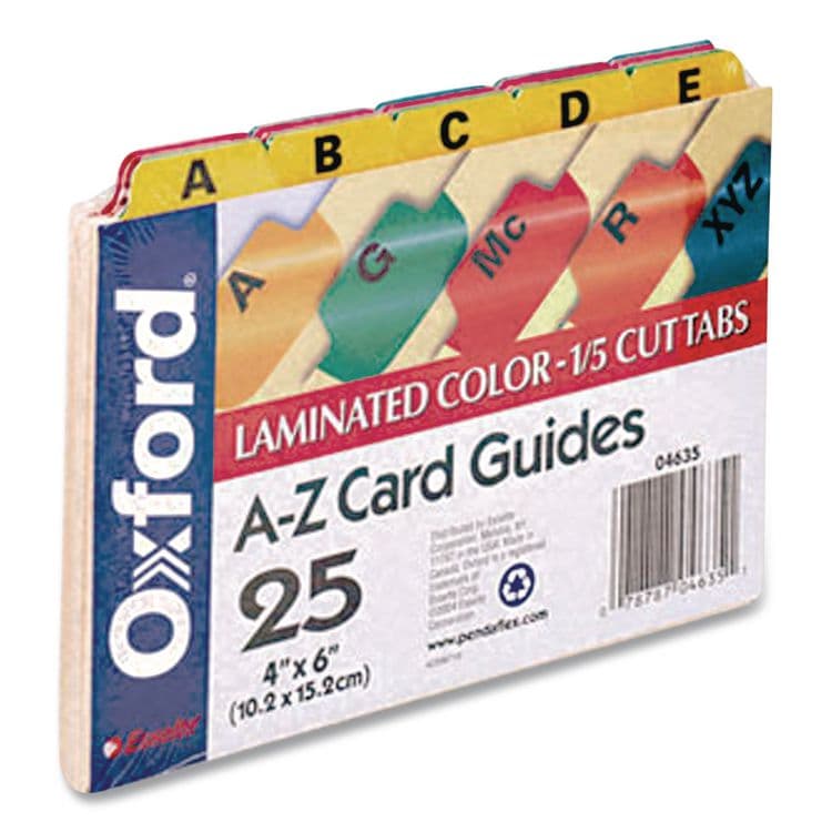 TOPS BUSINESS FORMS Manila Index Card Guides with Laminated Tabs, 1/5-Cut Top Tab, A to Z, 4 x 6, Manila, 25/Set (OXF04635) thumbnail 3