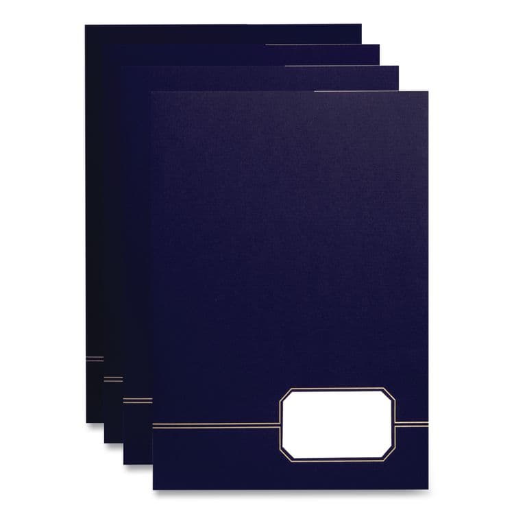 TOPS BUSINESS FORMS Monogram Executive Twin Pocket Folders, Accommodates (80) 11 x 8.5 Sheets, Blue/Gold, 4/Pack (OXF04162)