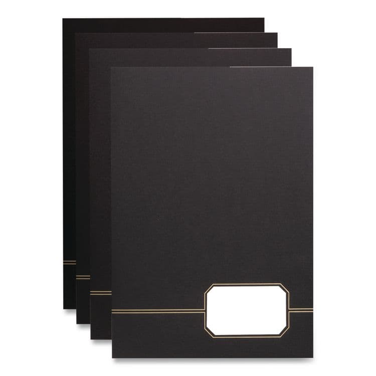 TOPS BUSINESS FORMS Monogram Executive Twin Pocket Folders, Accommodates (80) 11 x 8.5 Sheets, Black/Gold, 4/Pack (OXF04161)