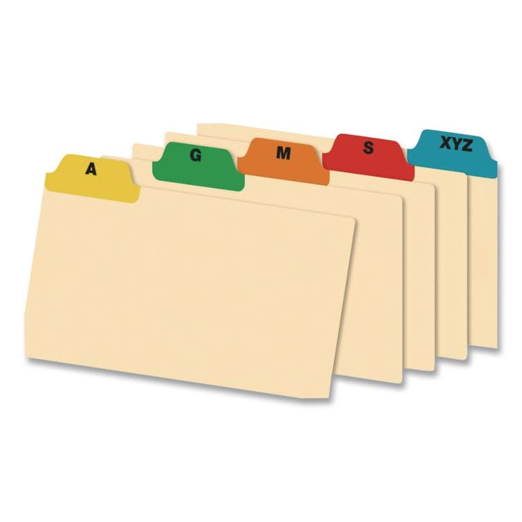 TOPS BUSINESS FORMS Manila Index Card Guides with Laminated Tabs, 1/5-Cut Top Tab, A to Z, 3 x 5, Manila, 25/Set (OXF03514) thumbnail 3