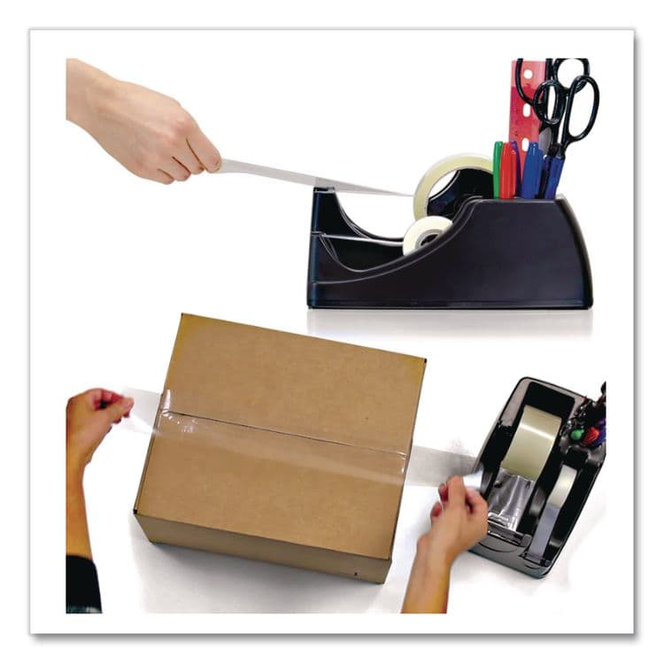 OFFICEMATE INTERNATIONAL CORP. Recycled 2-in-1 Heavy Duty Tape Dispenser, 1" and 3" Cores, Plastic, Black (OIC96690) thumbnail 4