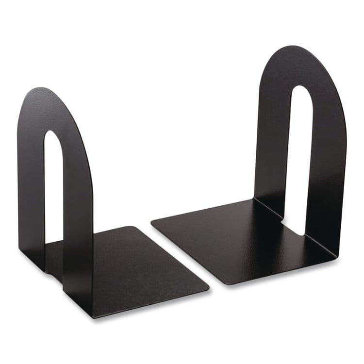 OFFICEMATE INTERNATIONAL CORP. Heavy Duty Bookends, Nonskid Base, 8 x 8 x 10, Steel, Black, Pair (OIC93142)