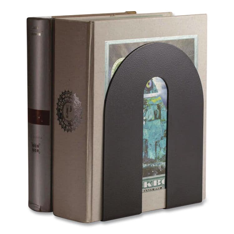 OFFICEMATE INTERNATIONAL CORP. Heavy Duty Bookends, Nonskid Base, 8 x 8 x 10, Steel, Black, Pair (OIC93142) thumbnail 3