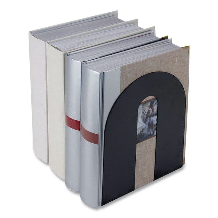 OFFICEMATE INTERNATIONAL CORP. Heavy Duty Bookends, Nonskid Base, 8 x 8 x 10, Steel, Black, Pair (OIC93142) thumbnail 2