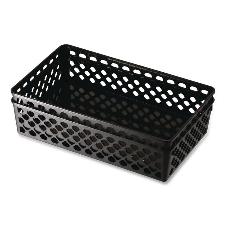 OFFICEMATE INTERNATIONAL CORP. Recycled Supply Basket, Plastic, 10.06 x 6.13 x 2.38, Black, 2/Pack (OIC26202) thumbnail 3
