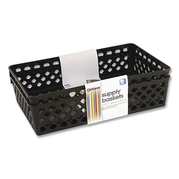 OFFICEMATE INTERNATIONAL CORP. Recycled Supply Basket, Plastic, 10.06 x 6.13 x 2.38, Black, 2/Pack (OIC26202)