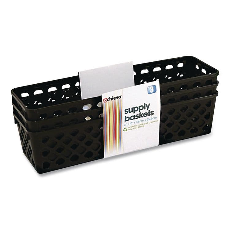 OFFICEMATE INTERNATIONAL CORP. Recycled Supply Basket, Plastic, 10.13 x 3.06 x 2.38, Black, 3/Pack (OIC26200)