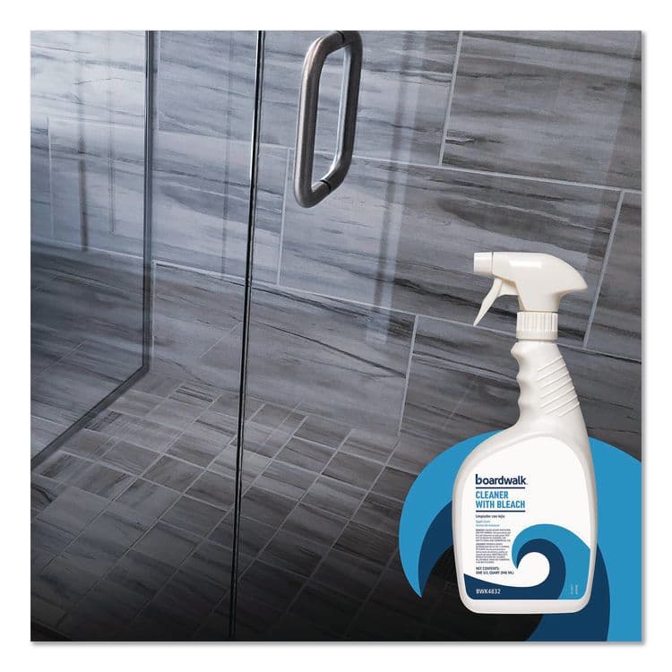 BOARDWALK Cleaner with Bleach, Apple Scent, 32 oz Bottle, 12/Carton (BWK4832) thumbnail 4