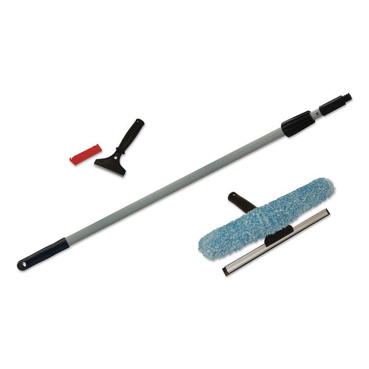 BOARDWALK Window Cleaning Kit, 12" Wide Combo Washer/Squeegee, 8 ft Extension Pole, 4" Wide Scraper with 8" Handle (BWKWINDOWKIT)