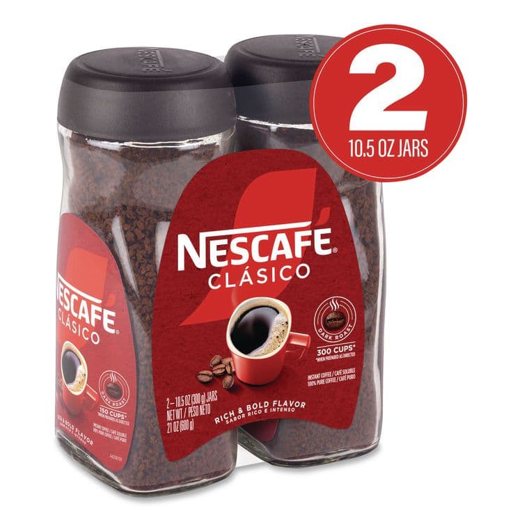 NESTLE Clasico Dark Roast Instant Coffee, 21 oz Jar, 2/Carton (GRR22002635) thumbnail 2
