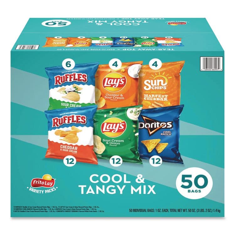 FRITO-LAY, . Cool and Tangy Mix Variety Pack, Assorted Flavors, 1 oz Bags, 50 Bags/Carton (GRR22002669)